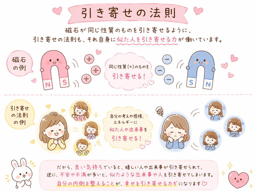 alt="引き寄せの法則を分かりやすく説明するイラスト"