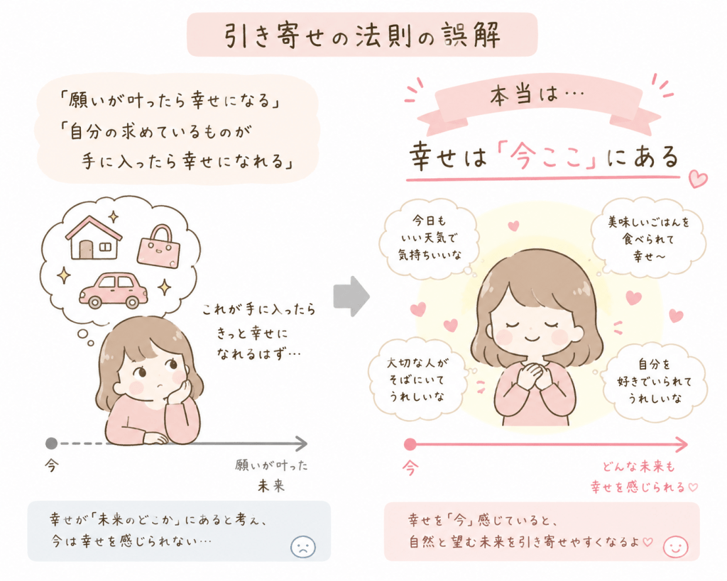 alt="引き寄せの法則を分かりやすく説明するイラスト"